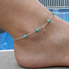 Turquoise and Crescent Moon Anklet
