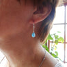Rhodium Plated Sterling Silver and Larimar Earrings - By E Artisan Jewelry