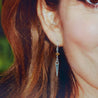 Sterling Silver and Wood Opalite Dagger Earrings - By E Artisan Jewelry
