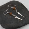 Sterling Silver and Wood Opalite Dagger Earrings - By E Artisan Jewelry