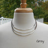 Leather and Silver Tube 3 Strand Necklace - By E Artisan Jewelry